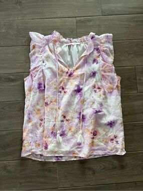 Stella + Ginger Floral Tie-Dye Floral Purple & Peach, Casual, Office, Business